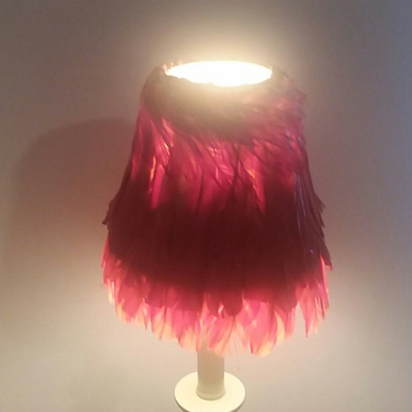 Red Feather n Stone Lamp Shade - Picture 7 of 7
